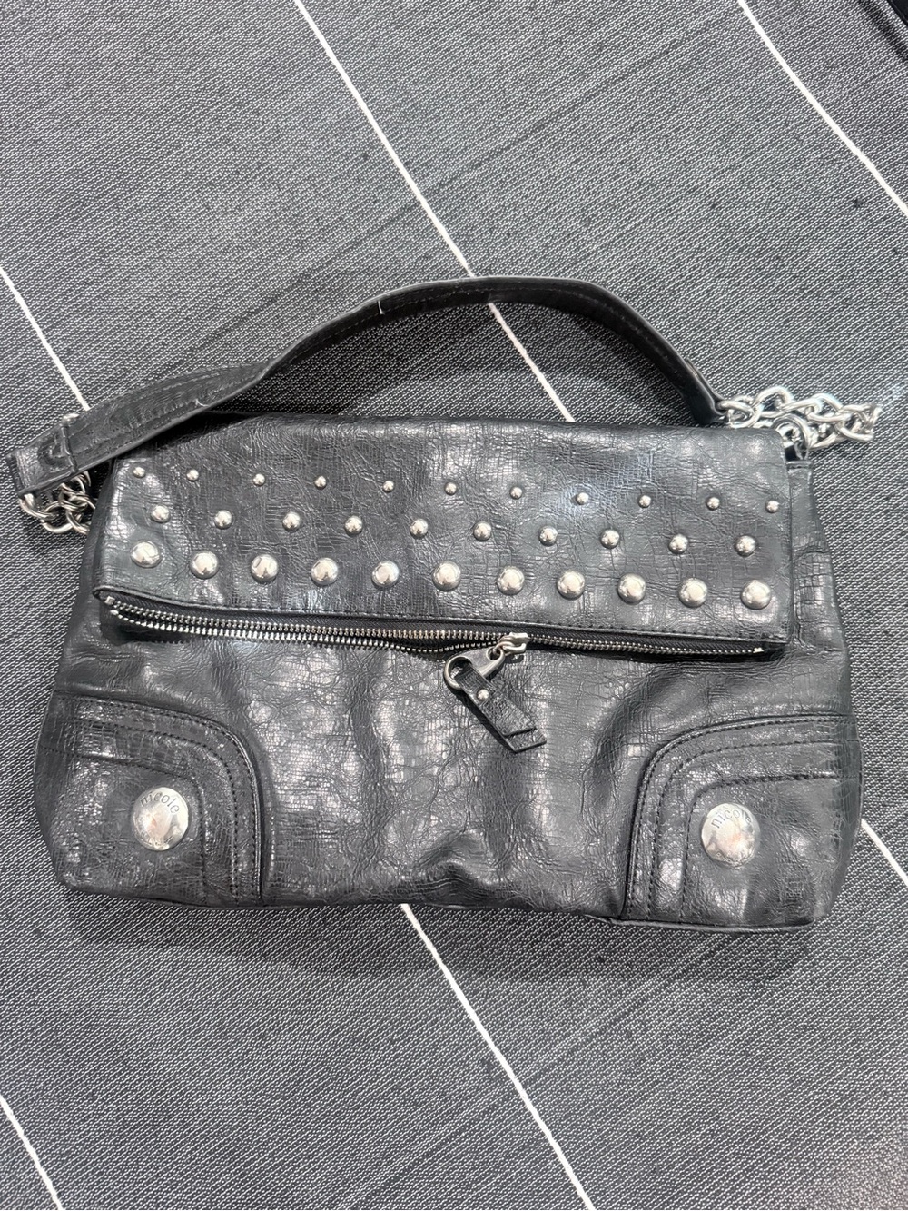 Stud Detail Black Shoulder Bag